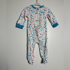 Nike Baby Zip Up Sleeper Footed Pajamas Multicolor Swoosh Print 9 Months